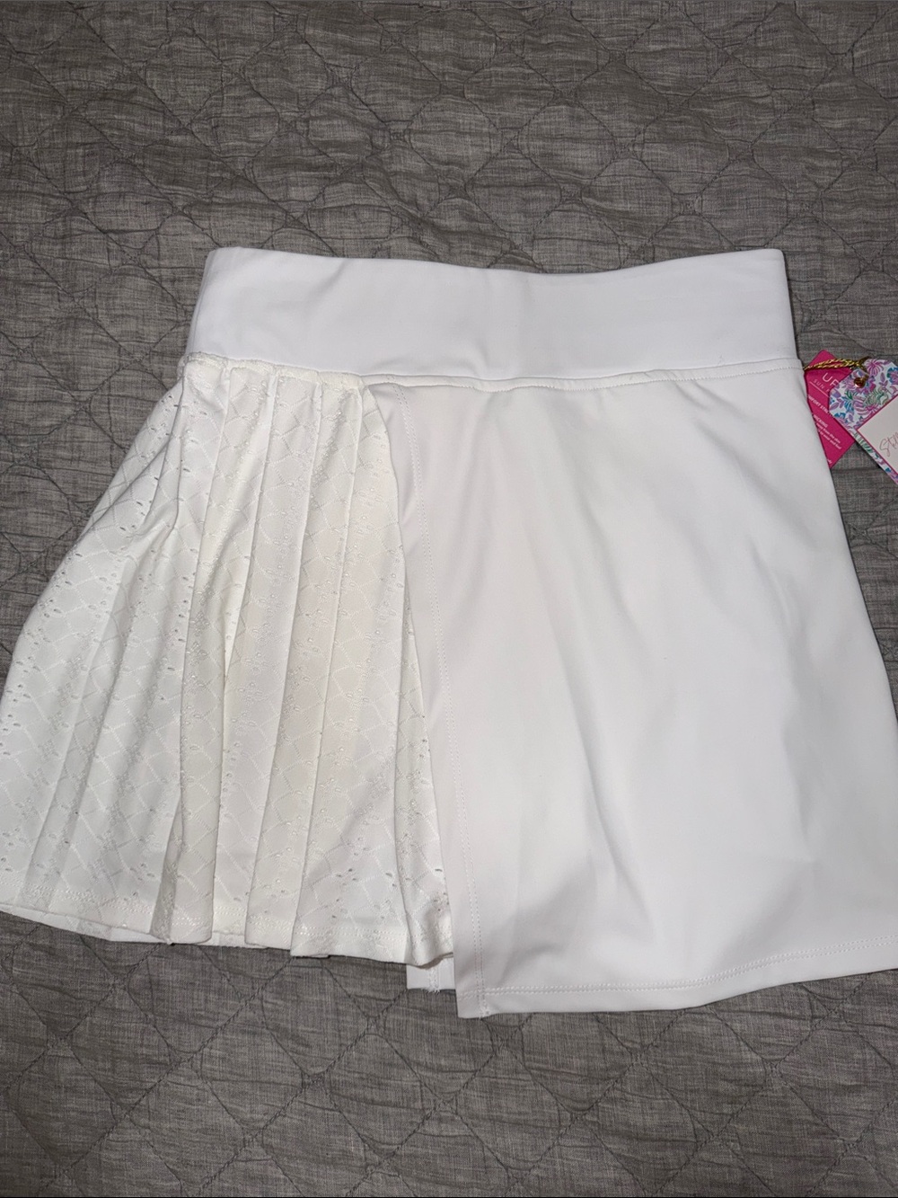 Stella Parker Women's White Pleated Panel Athletic Skort